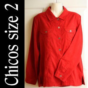 Chico's Brushed Red Shirt size 2